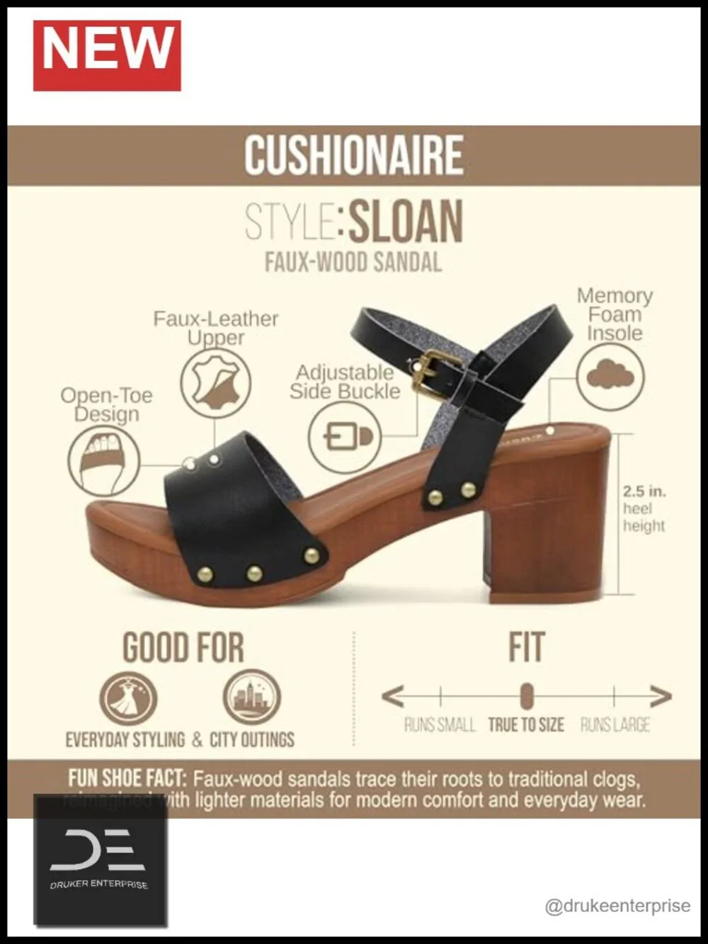 Platform Sandal with Memory Foam Insole & Adjustable Ankle Strap